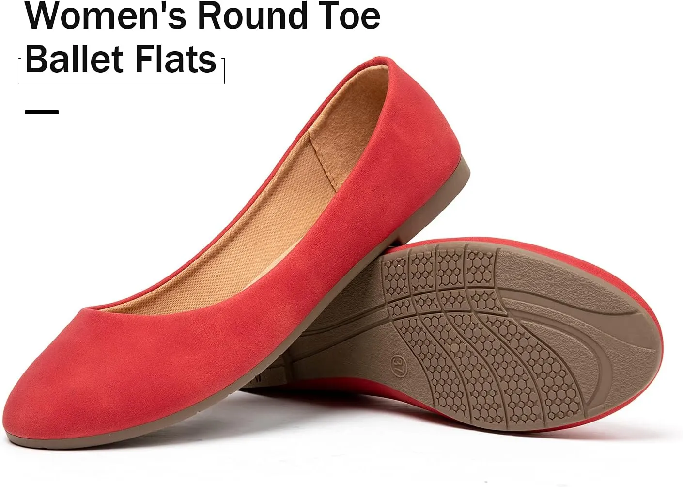 katliu Women Comfort Flats Round Toe Ballet Flats Slip on Walking Flat Shoes