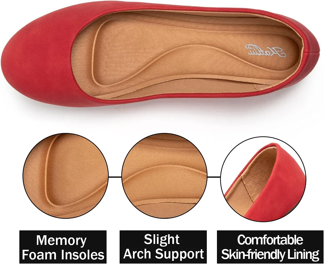 katliu Women Comfort Flats Round Toe Ballet Flats Slip on Walking Flat Shoes