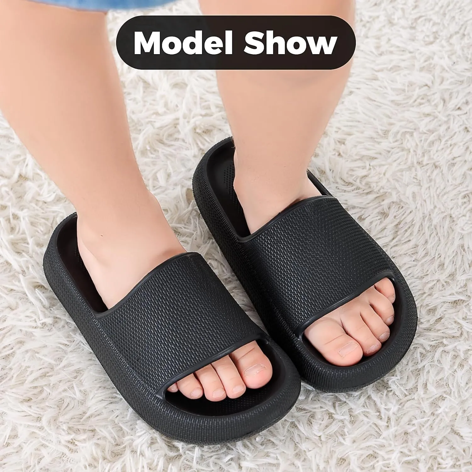 Kids Cloud Slides Boys Girls Flip Flops Slip On Beach Sandals Youth Pool Shower Shoes EVA Summer Slippers（11 Little Kids - 6 Big Kids）