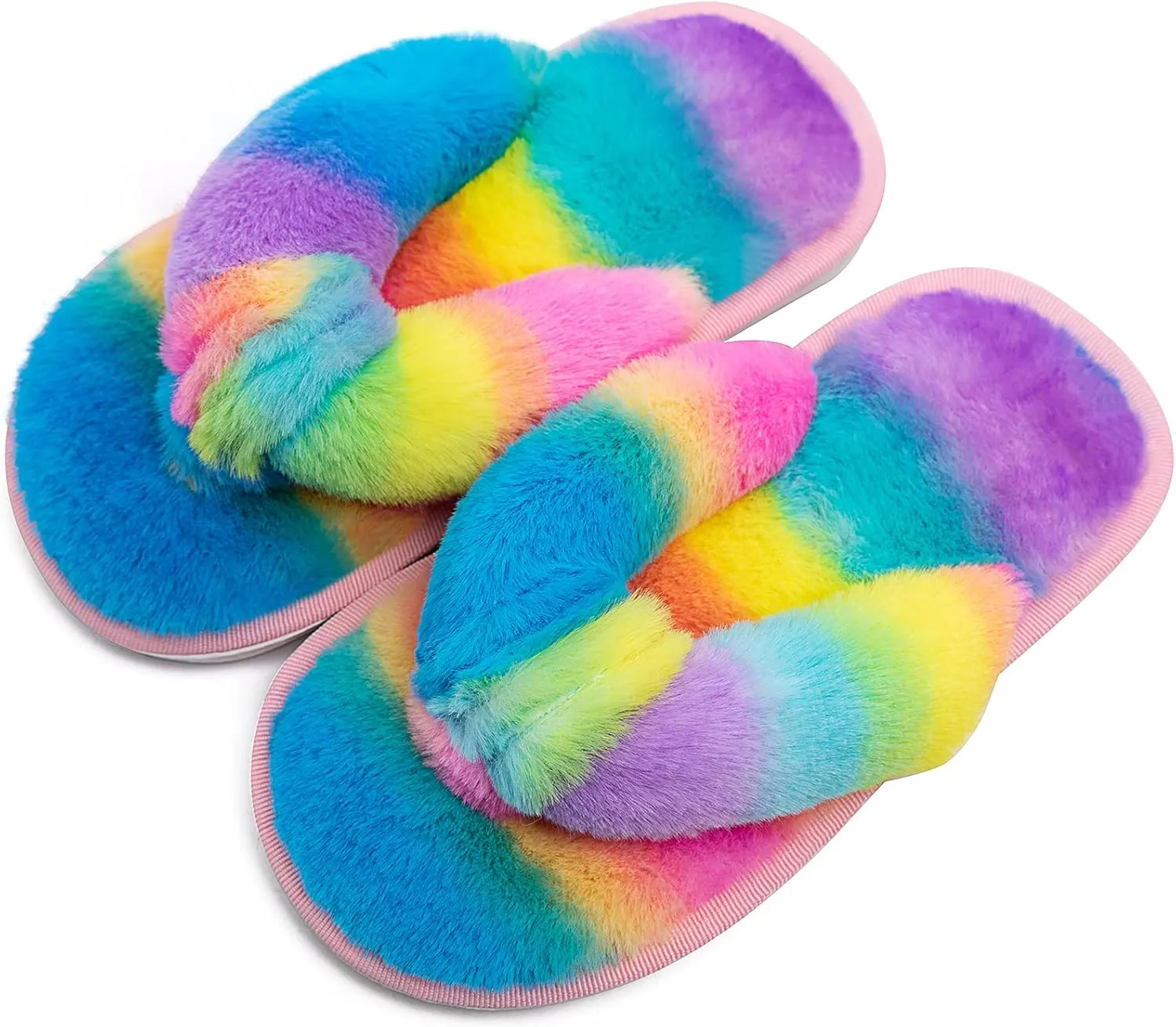 Kids Flip Flop Slippers Soft Plush Fuzzy House Home Thong Slippers for Boys and Girls Open Toe Indoor Outdoor Warm Comfy Slip On