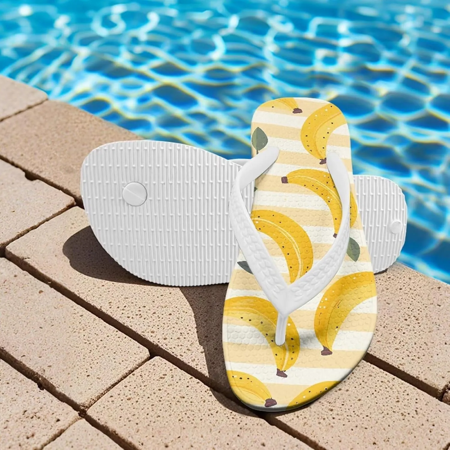 Kid's Flip Flops Non-Slip Quick Drying Girls Slippers Slide Sandals for Beach Swim White Straps
