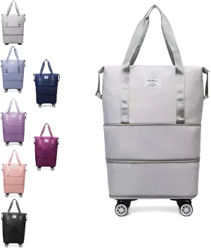 Klarson Expandable Bag with Wheels, Collapsible Luggage with Wheels,Expandable Rolling Duffel Bag (Gray)