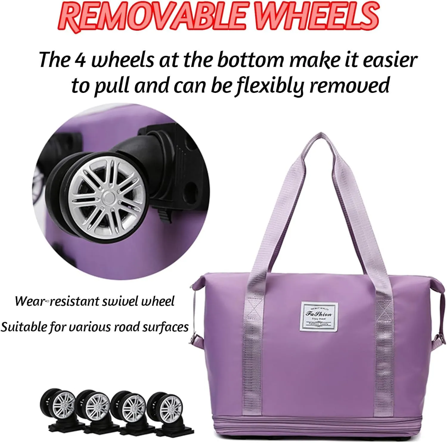 Klarson Expandable Bag with Wheels, Collapsible Luggage with Wheels,Expandable Rolling Duffel Bag (Gray)