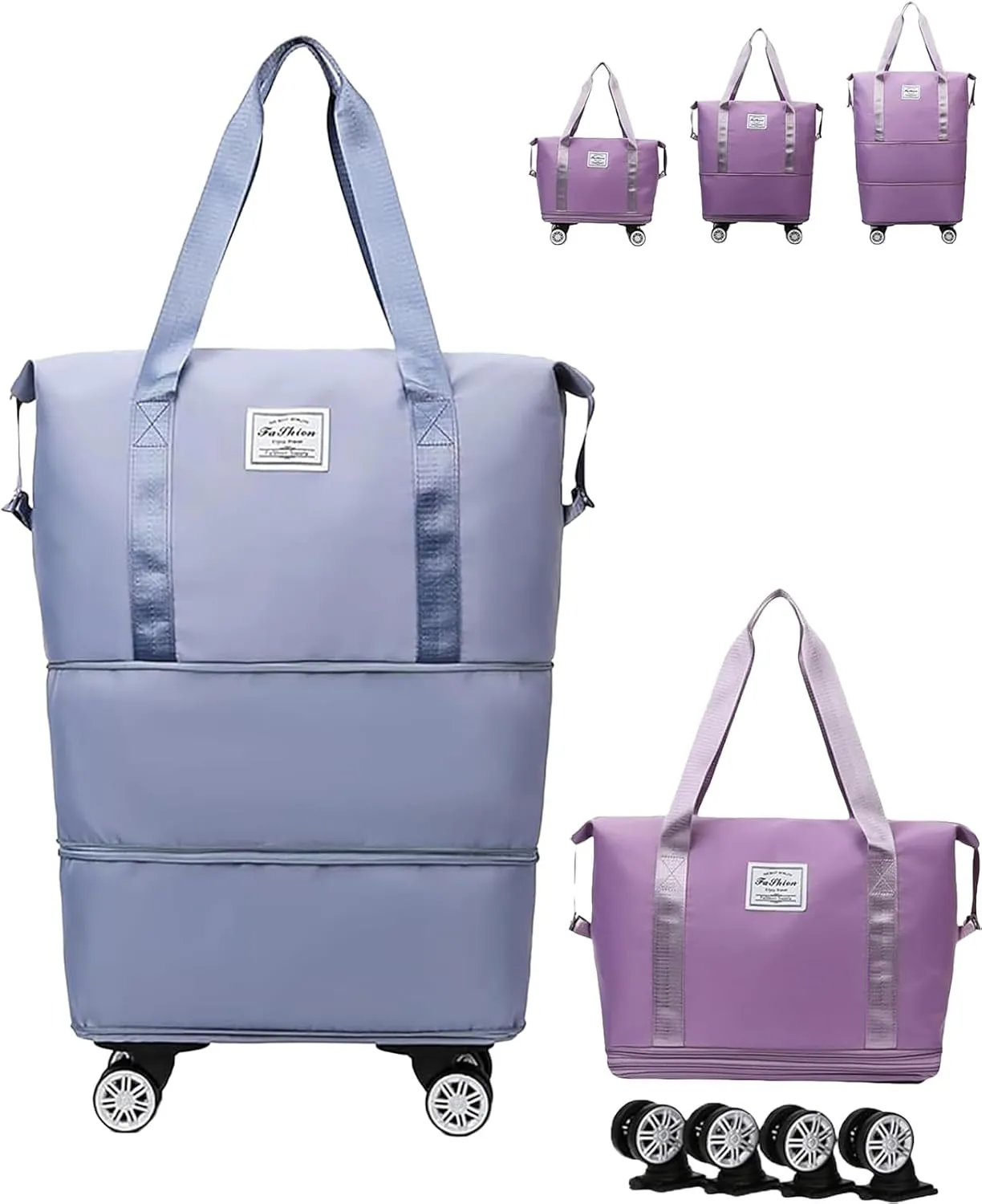 Klarson Expandable Bag with Wheels, Klarson Travel Bag, Collapsible Luggage with Wheels (Blue)