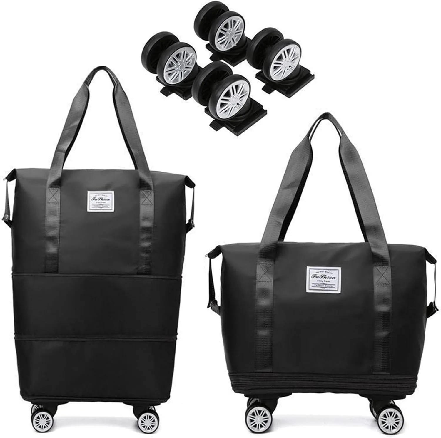Klarson Expandable Bag with Wheels - New Scratch Expandable Travel Duffle Bag with Wheels, Foldable Suitcase without Handl (B)