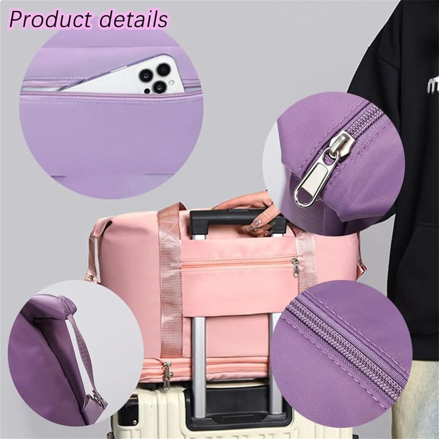 Klarson Expandable Bag with Wheels - New Scratch Expandable Travel Duffle Bag with Wheels, Foldable Suitcase without Handl (B)