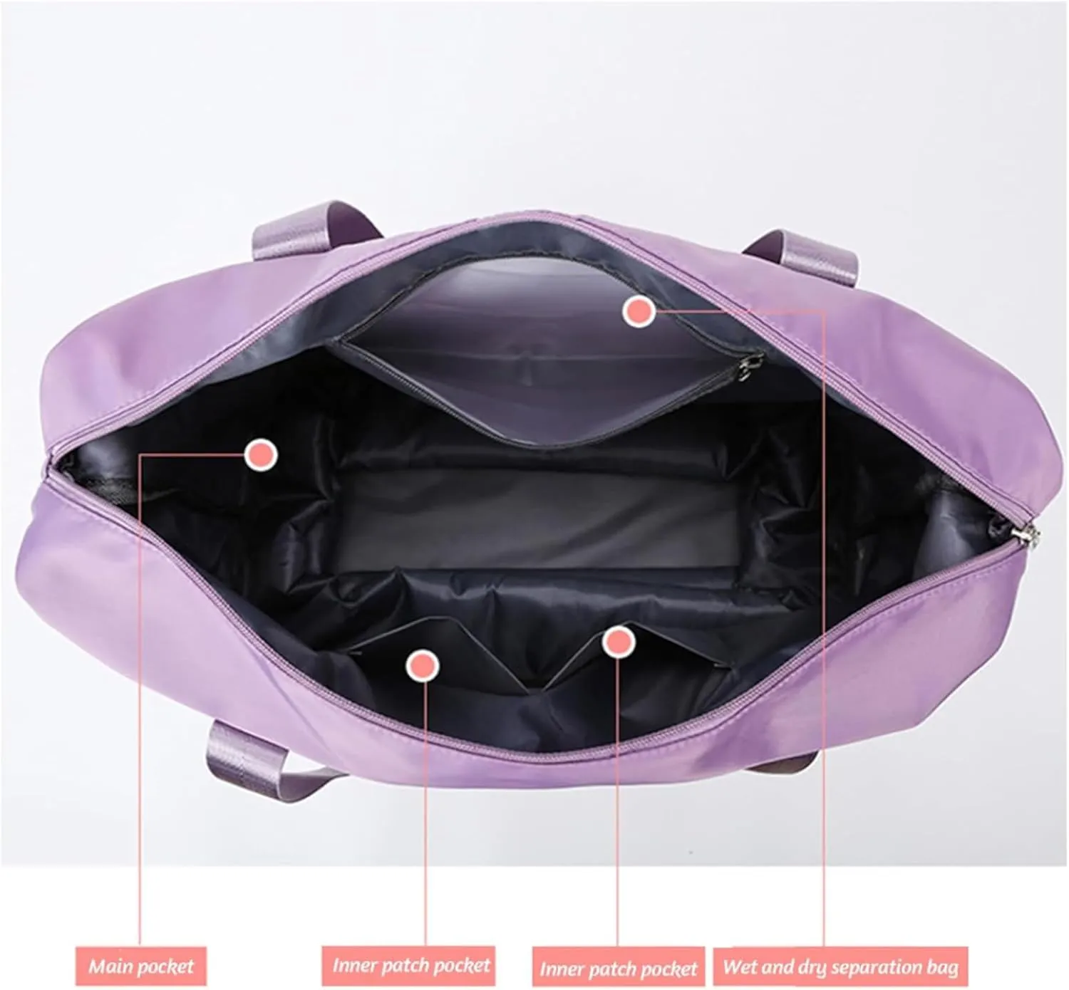 Klarson Expandable Travel Bag with Wheels, Foldable Suitcase Without Handle, Scratch-Resistant, Purple