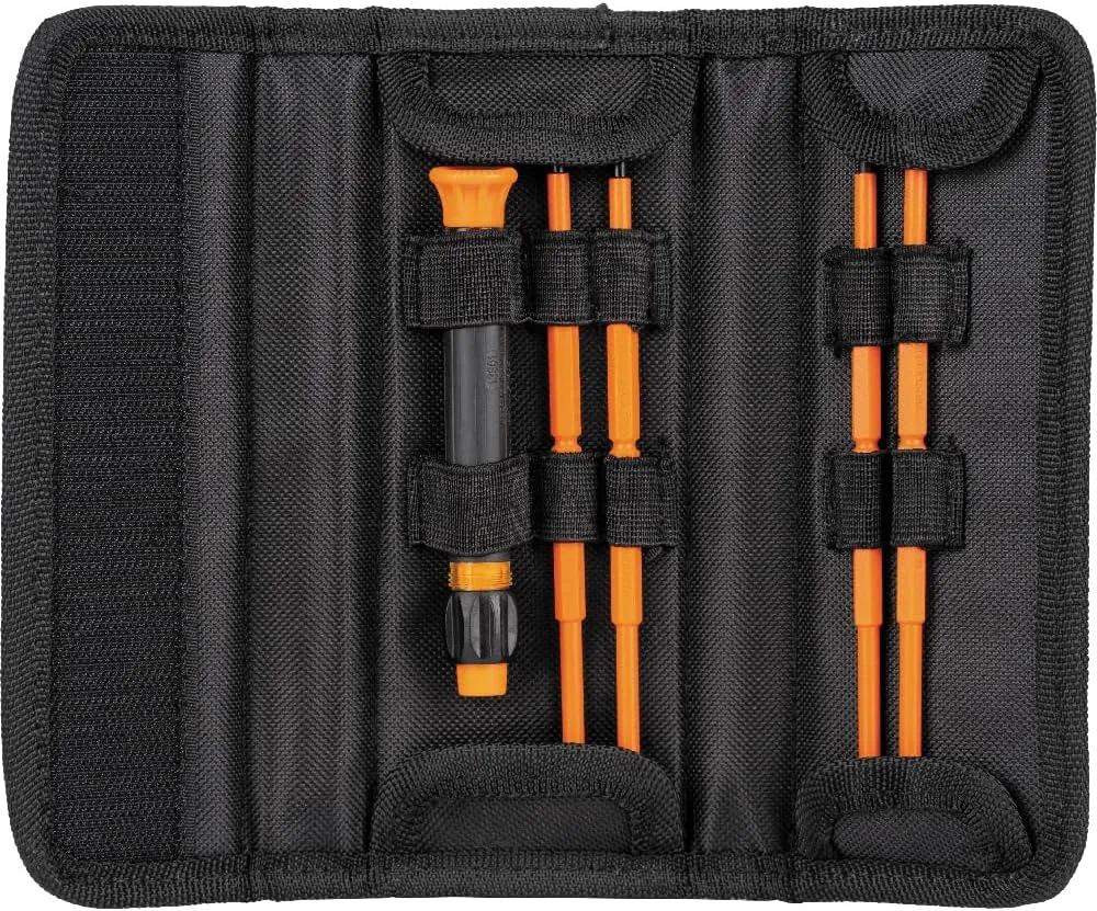 Klein Tools 32584INSR Precision 8-in-1 Screwdriver Set with Case, 1000V Rated Insulated Set with Phillips, Slotted and Tamperproof TORX Bits