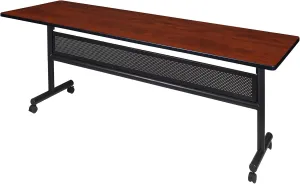 Kobe 84" Flip Top Mobile Training Table with Modesty- Cherry