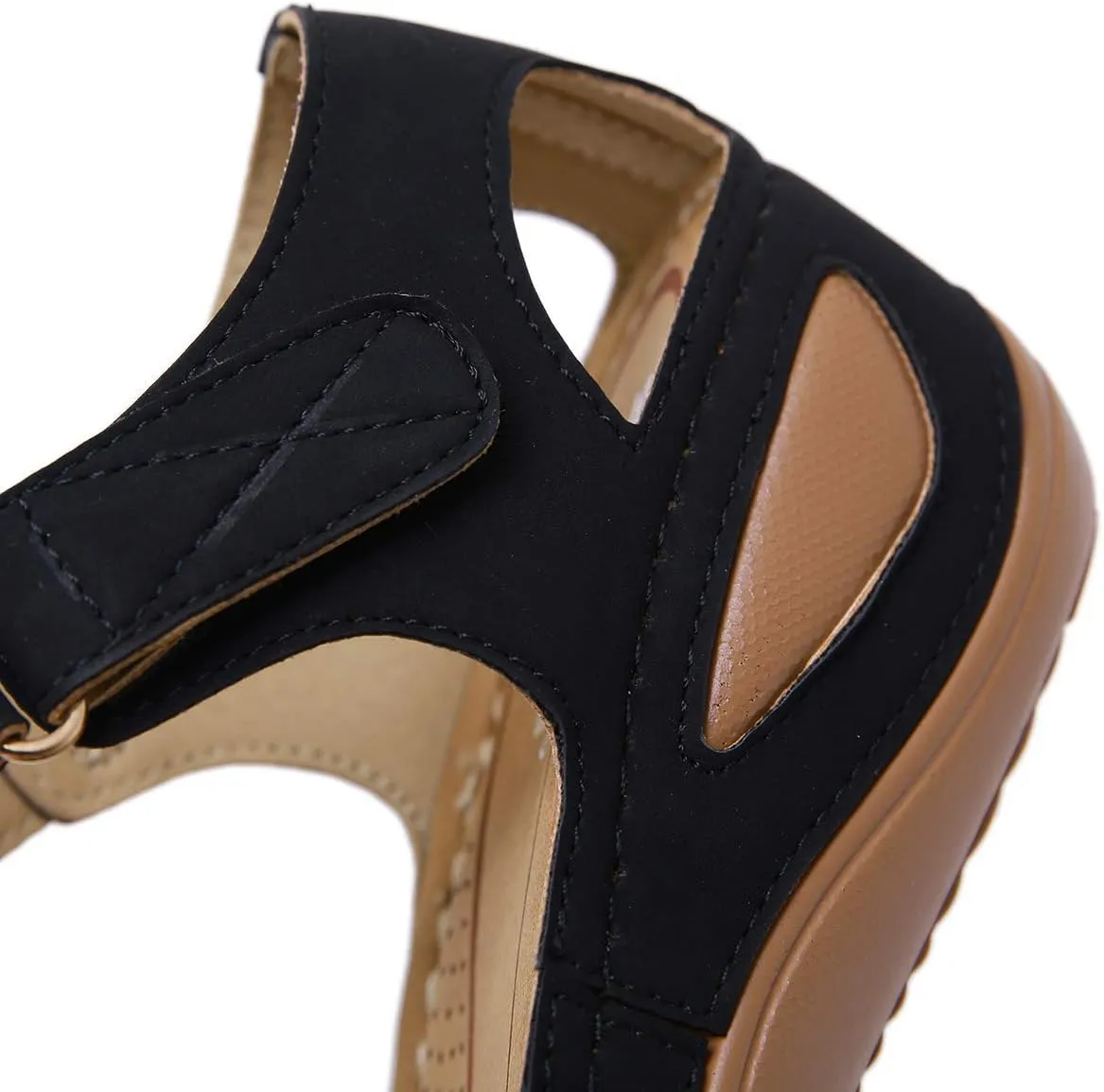 Ladies Sandals Flip Flops Slides for Women Summer Wedge Platform Hollow Post Toe Thongs Shoes with Adjustable Ankle Strap Size 6.5-11.5 US