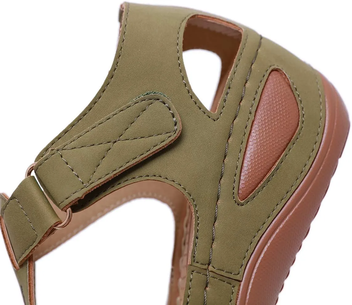 Ladies Sandals Flip Flops Slides for Women Summer Wedge Platform Hollow Post Toe Thongs Shoes with Adjustable Ankle Strap Size 6.5-11.5 US