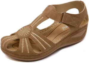 Ladies Sandals Flip Flops Slides for Women Summer Wedge Platform Hollow Post Toe Thongs Shoes with Adjustable Ankle Strap Size 6.5-11.5 US