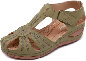 Ladies Sandals Flip Flops Slides for Women Summer Wedge Platform Hollow Post Toe Thongs Shoes with Adjustable Ankle Strap Size 6.5-11.5 US