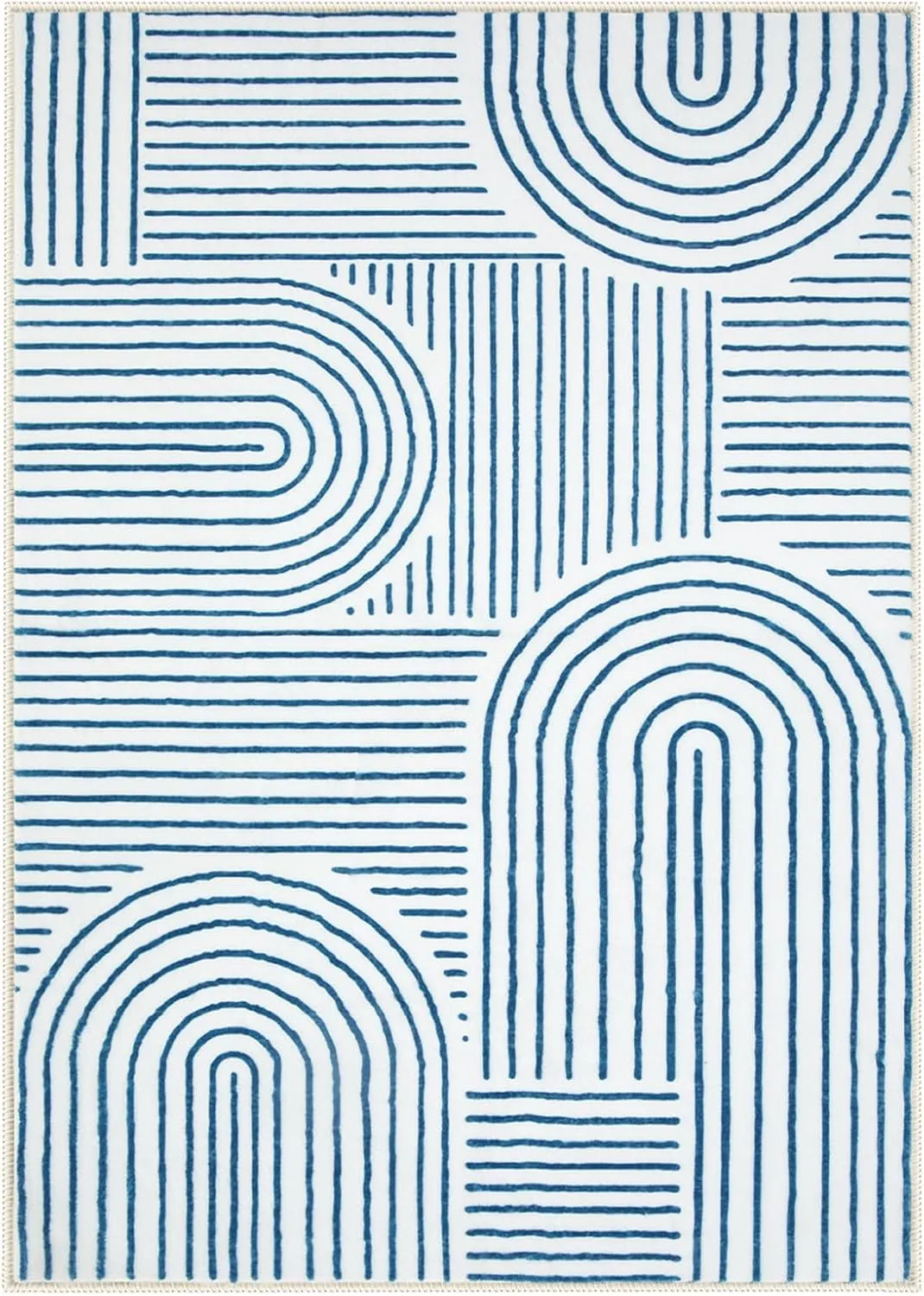 Lahome Abstract Washable Area Rugs 5x7, Soft Blue Rugs for Living Room Ultra-Thin Non-Shedding Bedroom Rug, Modern Throw Rug Large Carpet for Dining Room Classroom Office(5'x7',Blue/White)