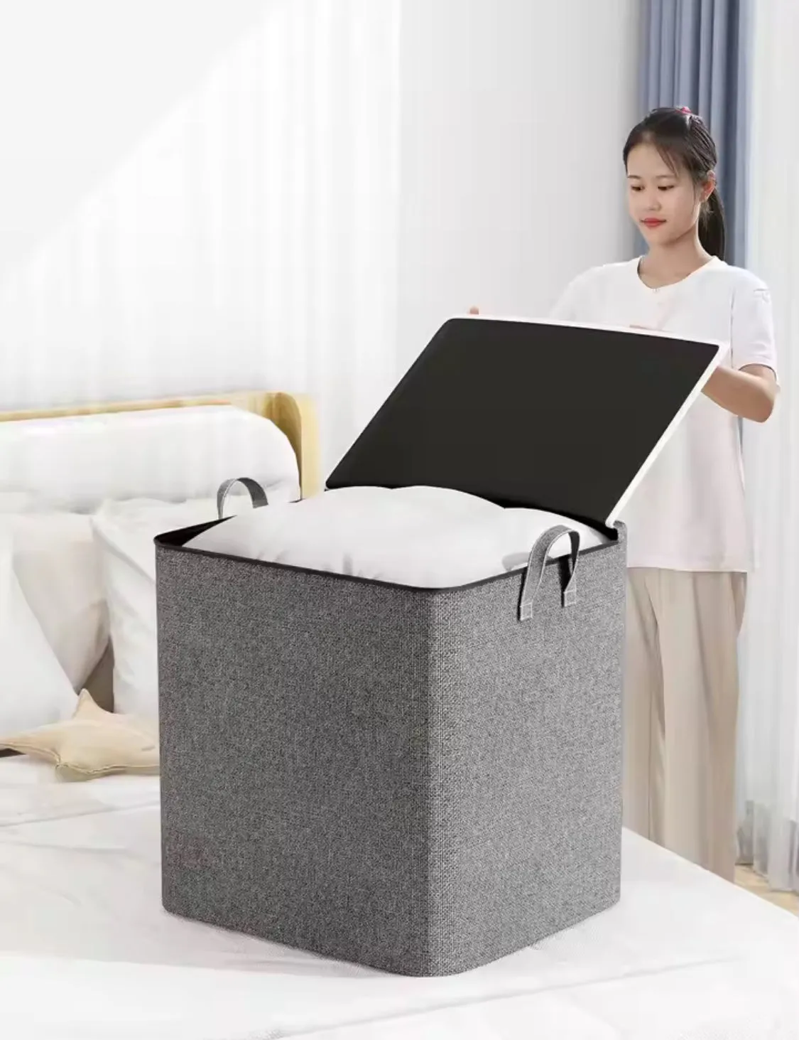 Large Capacity Clothing Storage Bag, Foldable Clothing Dust Bag,  Portable Bedroom Storage Organizer
