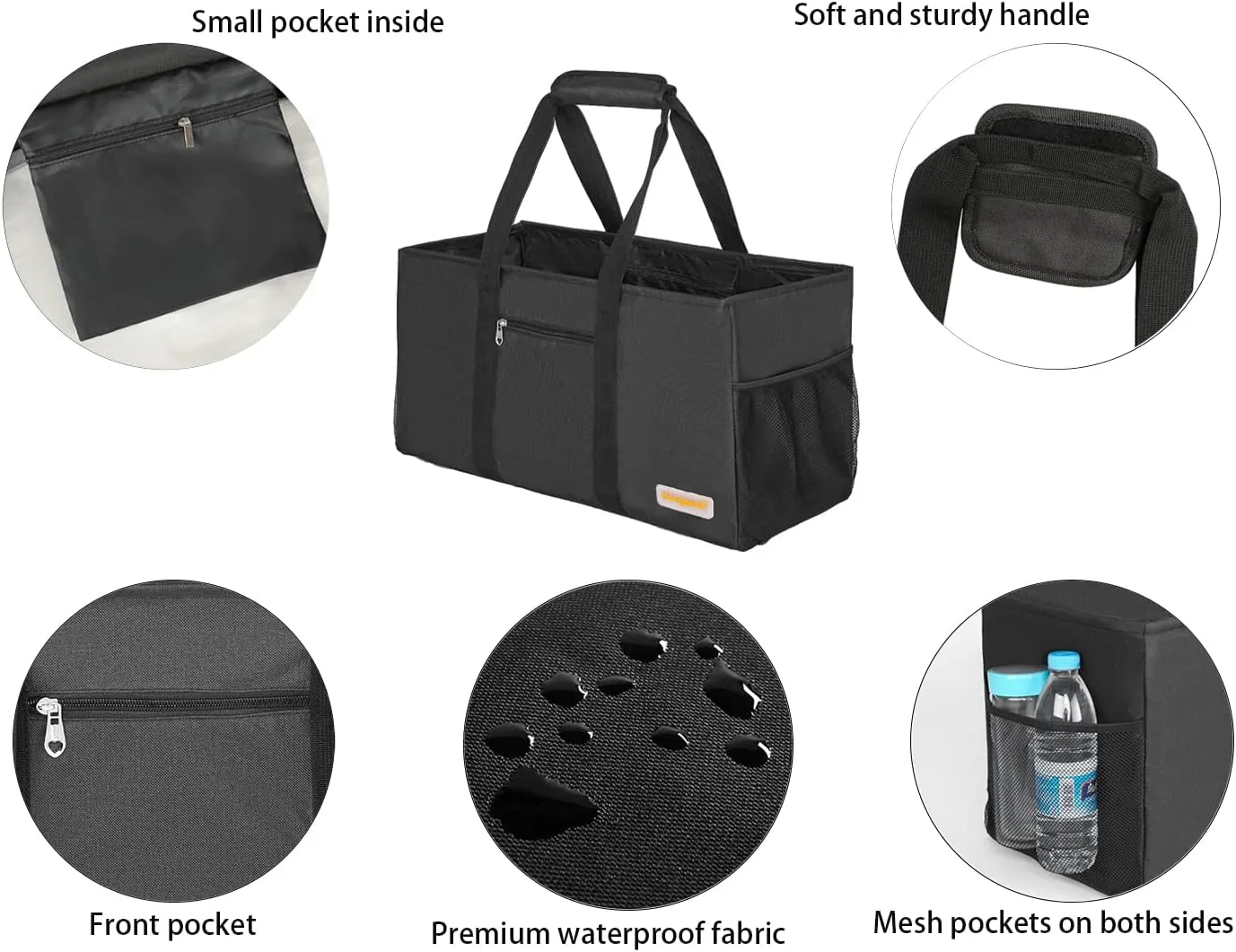 Large Utility Tote, Waterproof Beach & Picnic Bag, Foldable & Reusable Storage