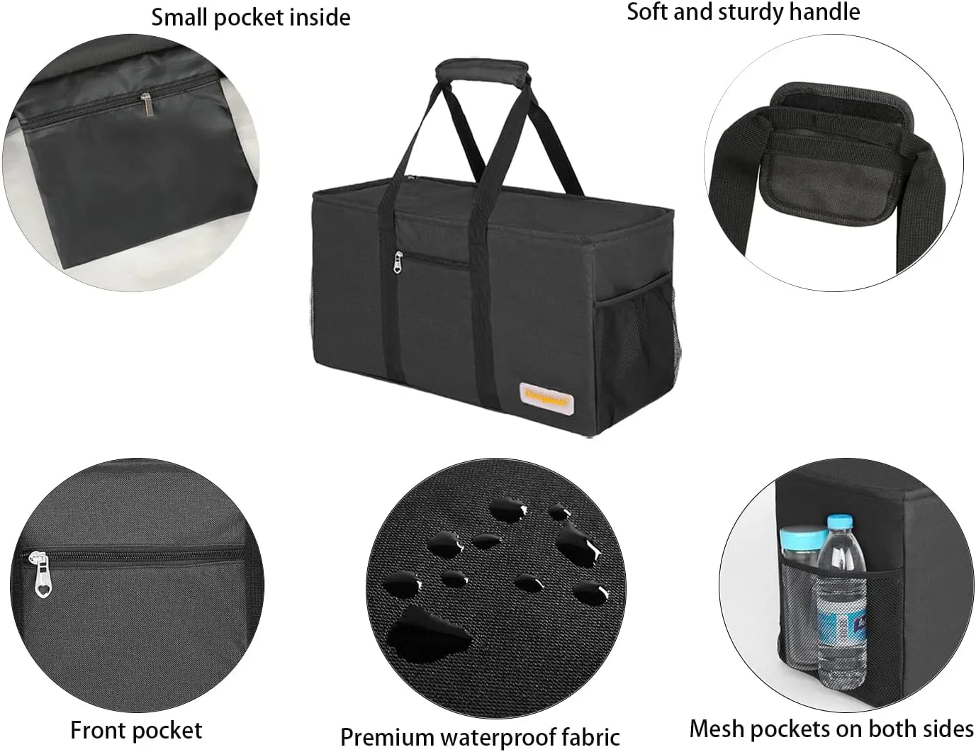 Large Utility Tote, Waterproof Beach & Picnic Bag, Foldable & Reusable Storage