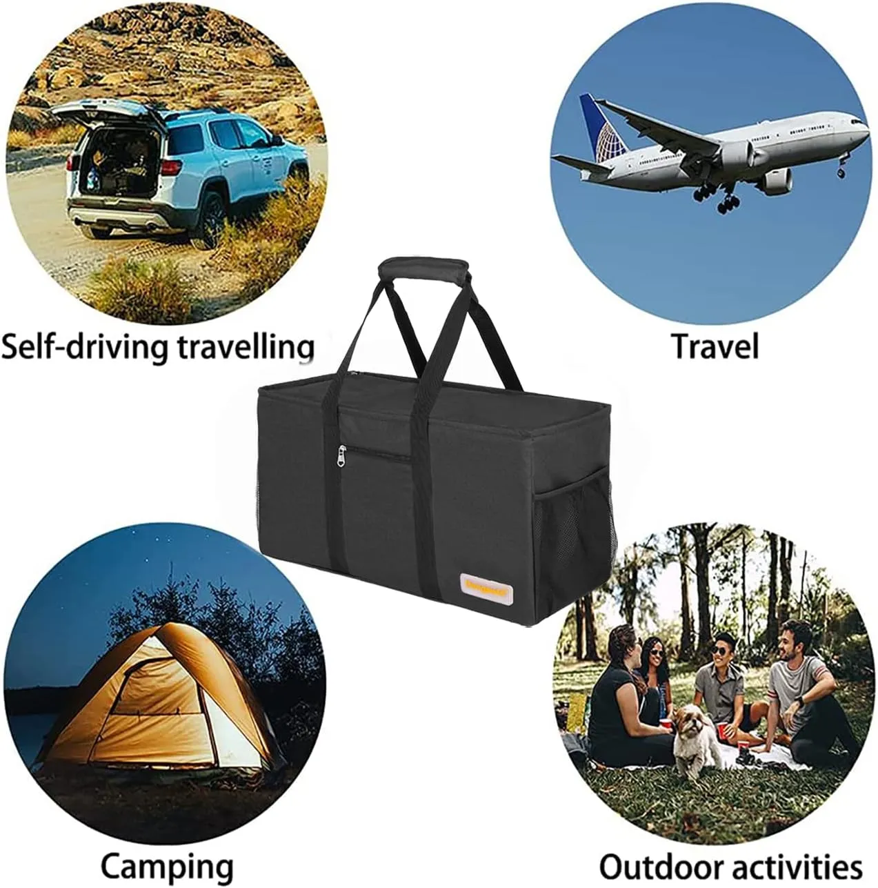 Large Utility Tote, Waterproof Beach & Picnic Bag, Foldable & Reusable Storage