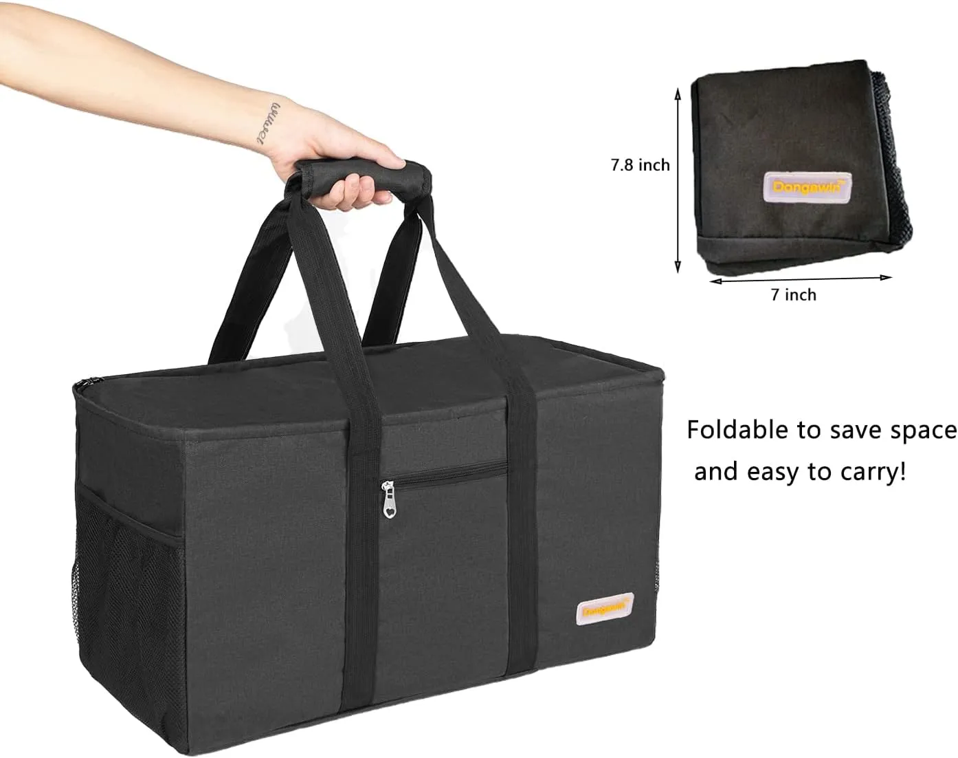 Large Utility Tote, Waterproof Beach & Picnic Bag, Foldable & Reusable Storage