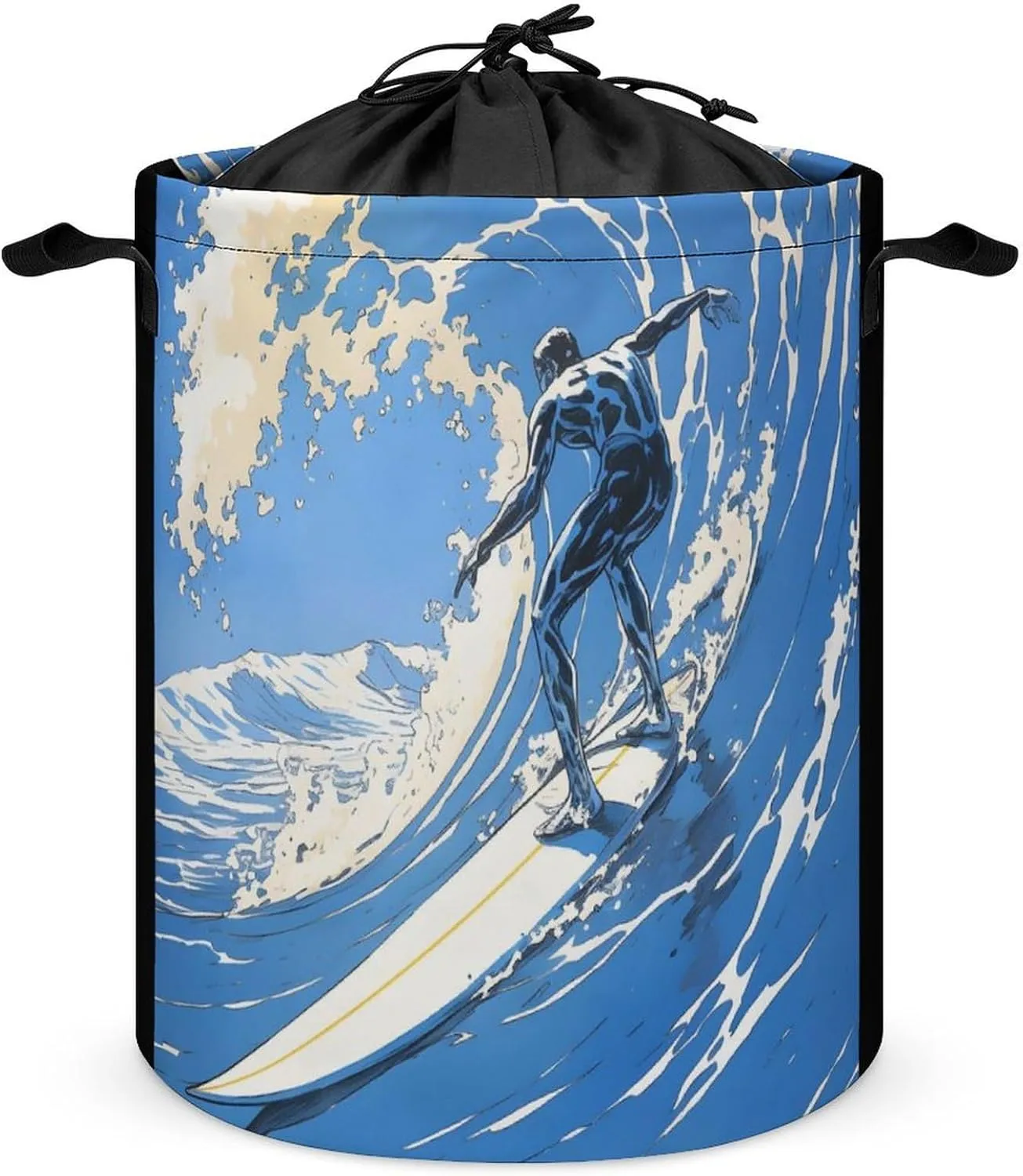 Laundry Hampers, Large Drawstring Laundry Bag, Removable Laundry Bags, Collapsible Storage Bin with Handles for Home Organization, Kids Room, Nursery Azure