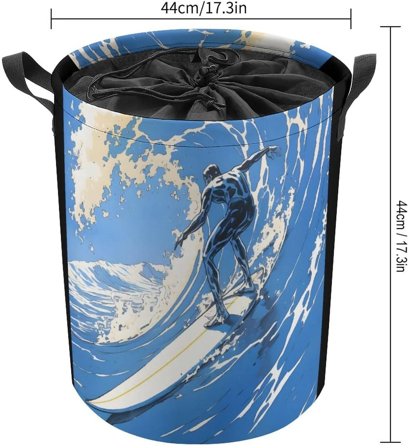 Laundry Hampers, Large Drawstring Laundry Bag, Removable Laundry Bags, Collapsible Storage Bin with Handles for Home Organization, Kids Room, Nursery Azure