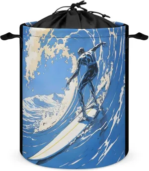 Laundry Hampers, Large Drawstring Laundry Bag, Removable Laundry Bags, Collapsible Storage Bin with Handles for Home Organization, Kids Room, Nursery Azure