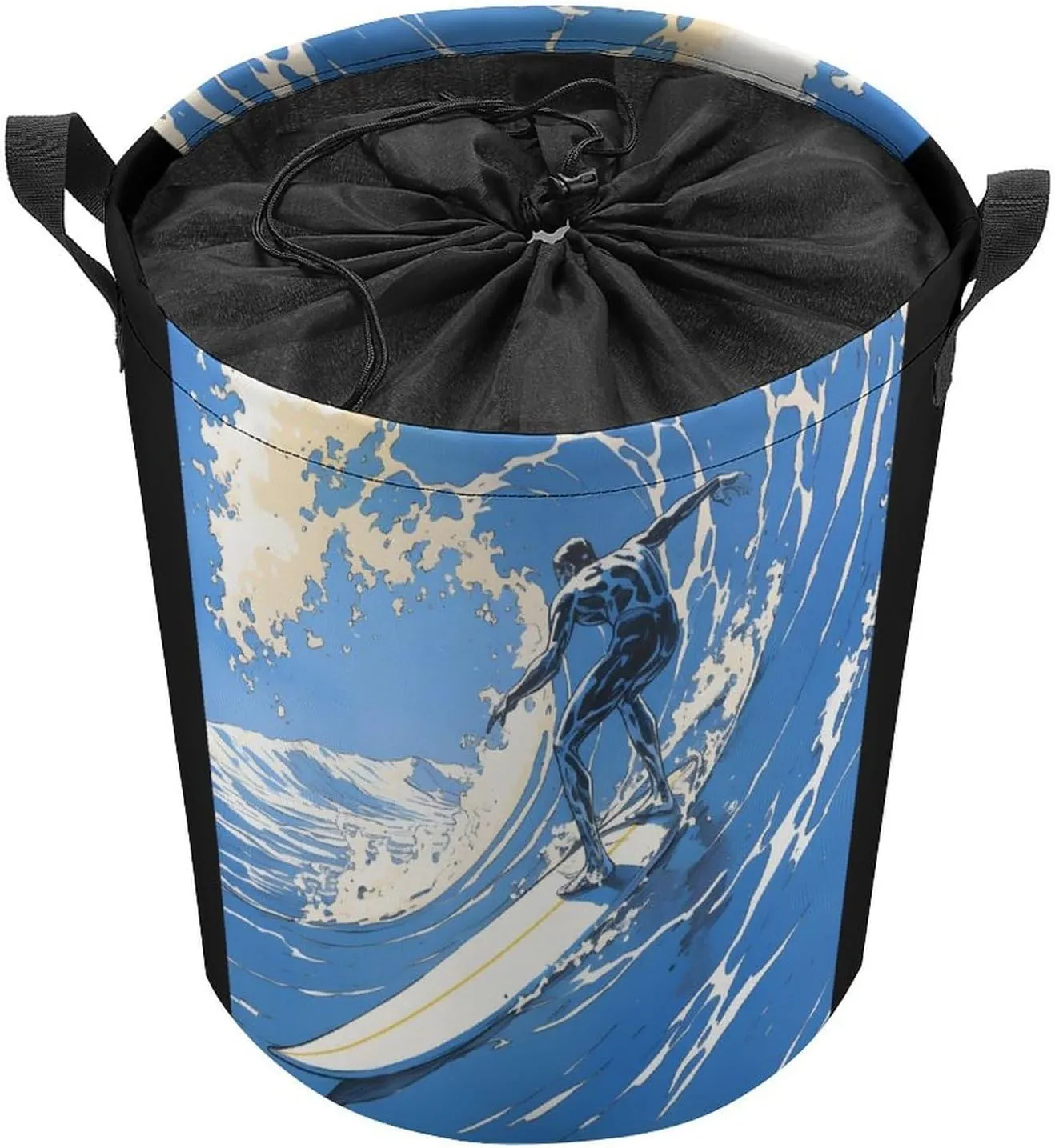 Laundry Hampers, Large Drawstring Laundry Bag, Removable Laundry Bags, Collapsible Storage Bin with Handles for Home Organization, Kids Room, Nursery Azure