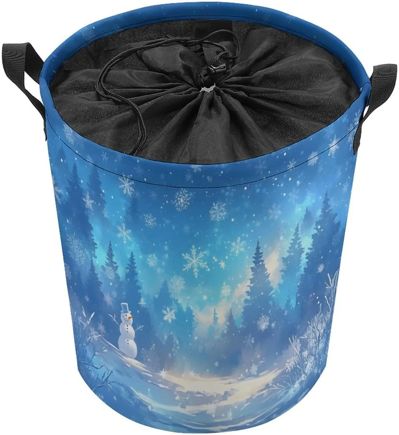 Laundry Hampers, Large Drawstring Laundry Bag, Removable Laundry Bags, Collapsible Storage Bin with Handles for Home Organization, Kids Room, Nursery Blue