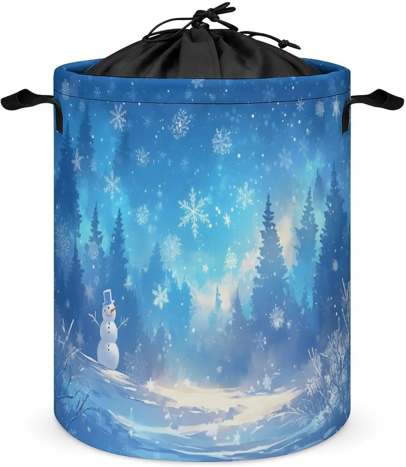 Laundry Hampers, Large Drawstring Laundry Bag, Removable Laundry Bags, Collapsible Storage Bin with Handles for Home Organization, Kids Room, Nursery Blue