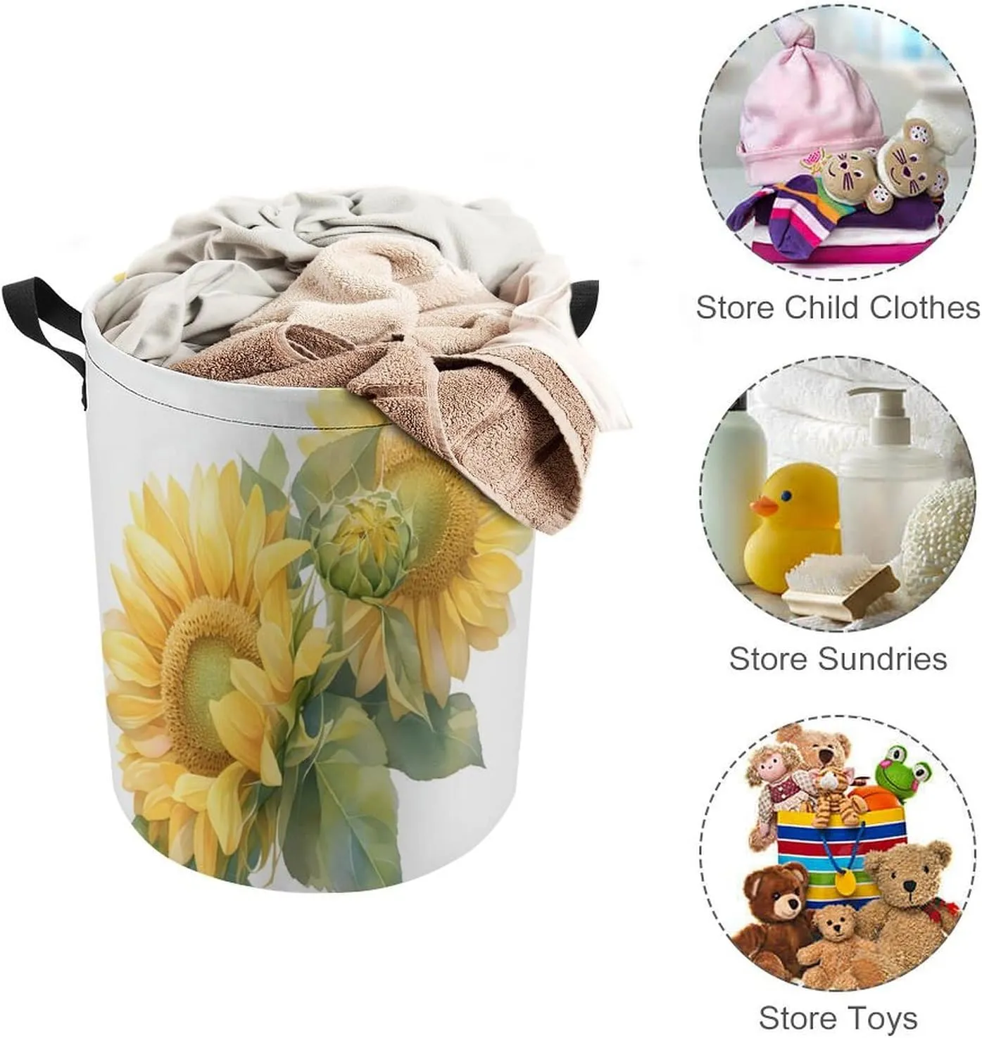 Laundry Hampers, Large Drawstring Laundry Bag, Removable Laundry Bags, Collapsible Storage Bin with Handles for Home Organization, Kids Room, Nursery Cut Flowers