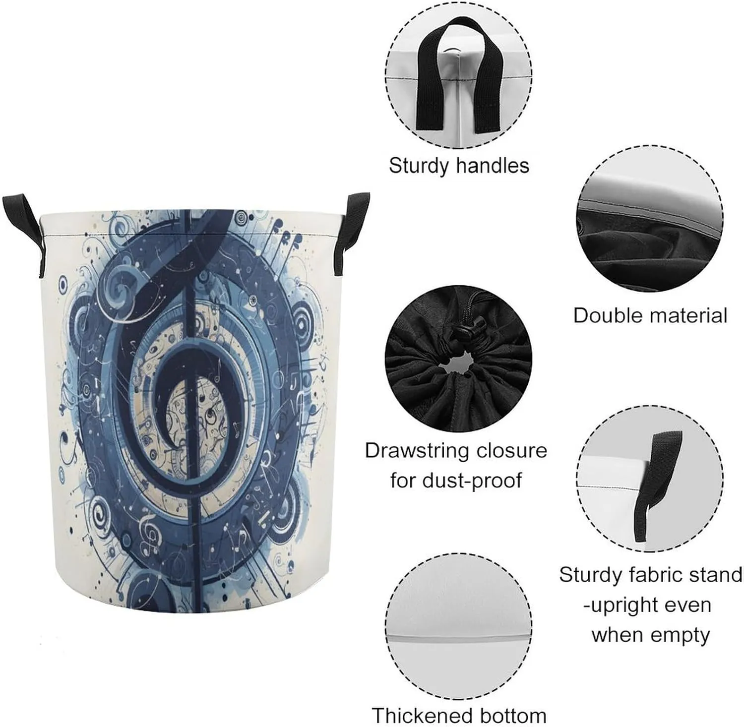 Laundry Hampers, Large Drawstring Laundry Bag, Removable Laundry Bags, Collapsible Storage Bin with Handles for Home Organization, Kids Room, Nursery Drawing