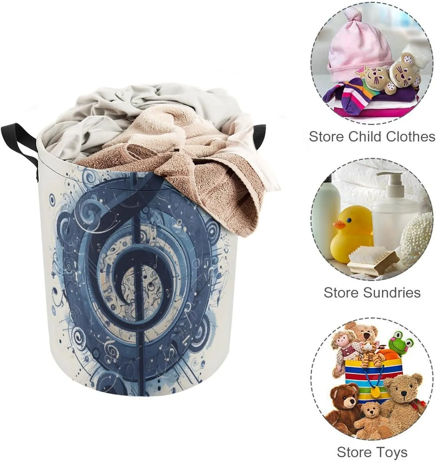 Laundry Hampers, Large Drawstring Laundry Bag, Removable Laundry Bags, Collapsible Storage Bin with Handles for Home Organization, Kids Room, Nursery Drawing