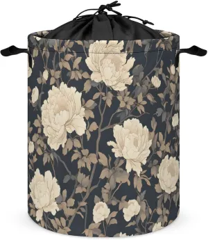 Laundry Hampers, Large Drawstring Laundry Bag, Removable Laundry Bags, Collapsible Storage Bin with Handles for Home Organization, Kids Room, Nursery Flowering Plant