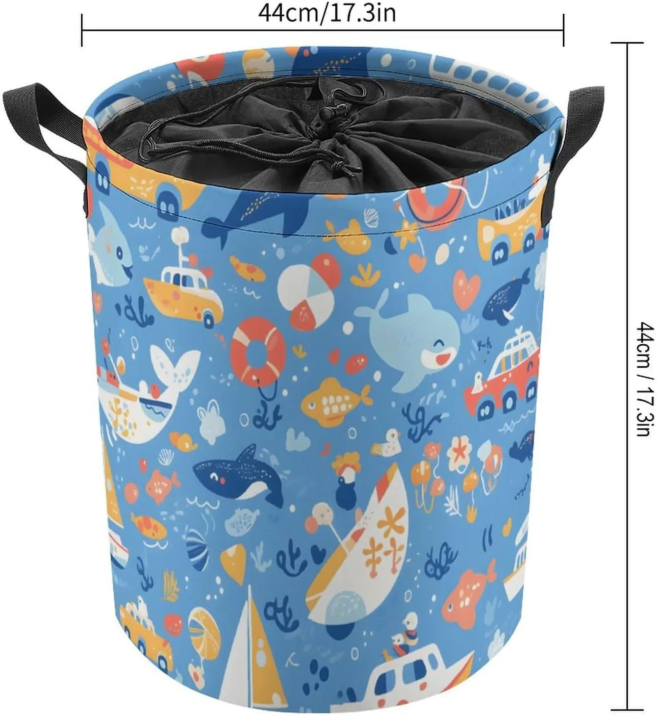 Laundry Hampers, Large Drawstring Laundry Bag, Removable Laundry Bags, Collapsible Storage Bin with Handles for Home Organization, Kids Room, Nursery Font