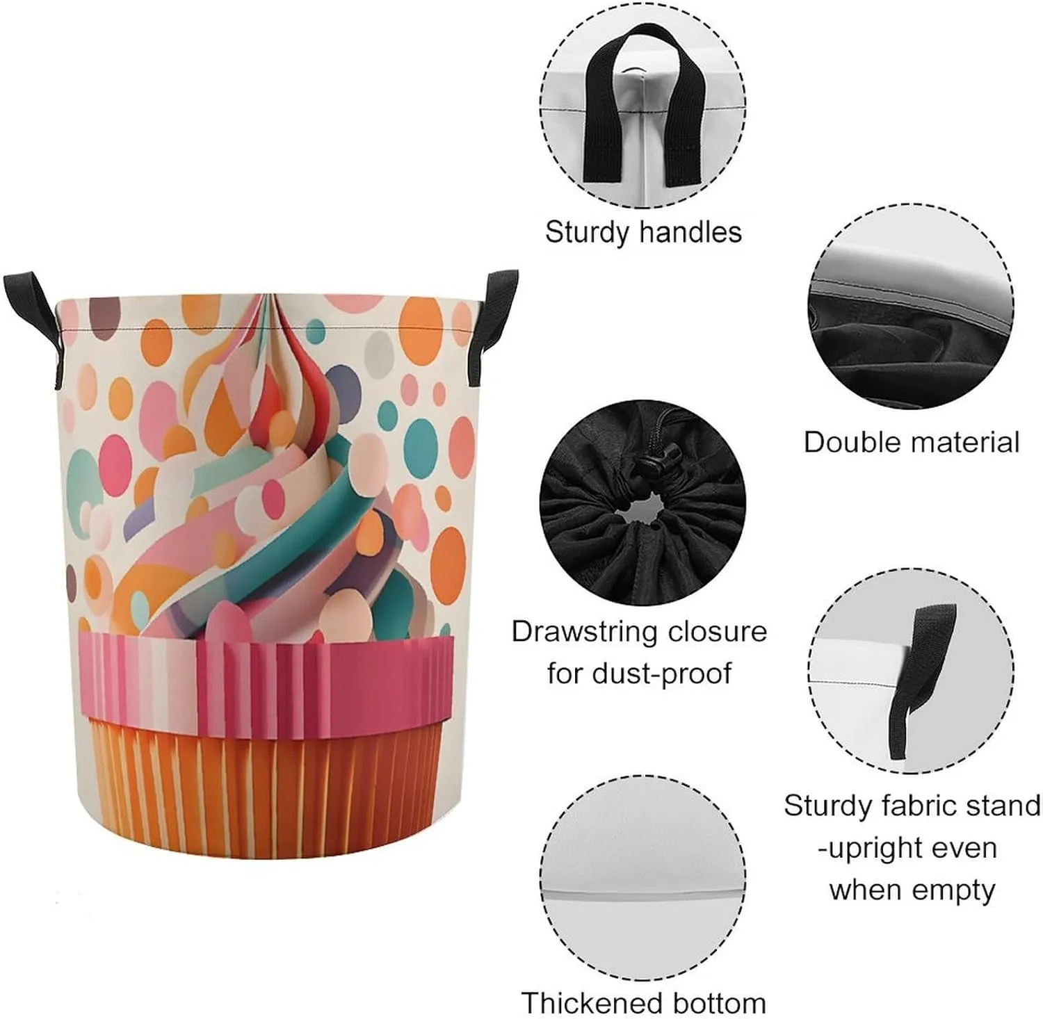 Laundry Hampers, Large Drawstring Laundry Bag, Removable Laundry Bags, Collapsible Storage Bin with Handles for Home Organization, Kids Room, Nursery Line