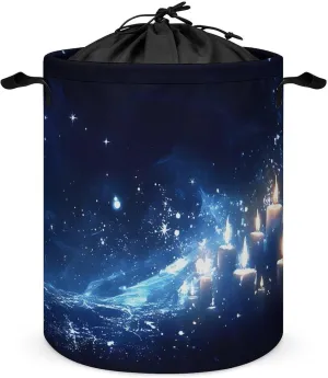 Laundry Hampers, Large Drawstring Laundry Bag, Removable Laundry Bags, Collapsible Storage Bin with Handles for Home Organization, Kids Room, Nursery Midnight