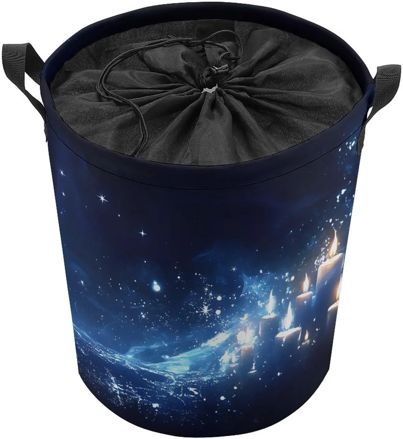 Laundry Hampers, Large Drawstring Laundry Bag, Removable Laundry Bags, Collapsible Storage Bin with Handles for Home Organization, Kids Room, Nursery Midnight