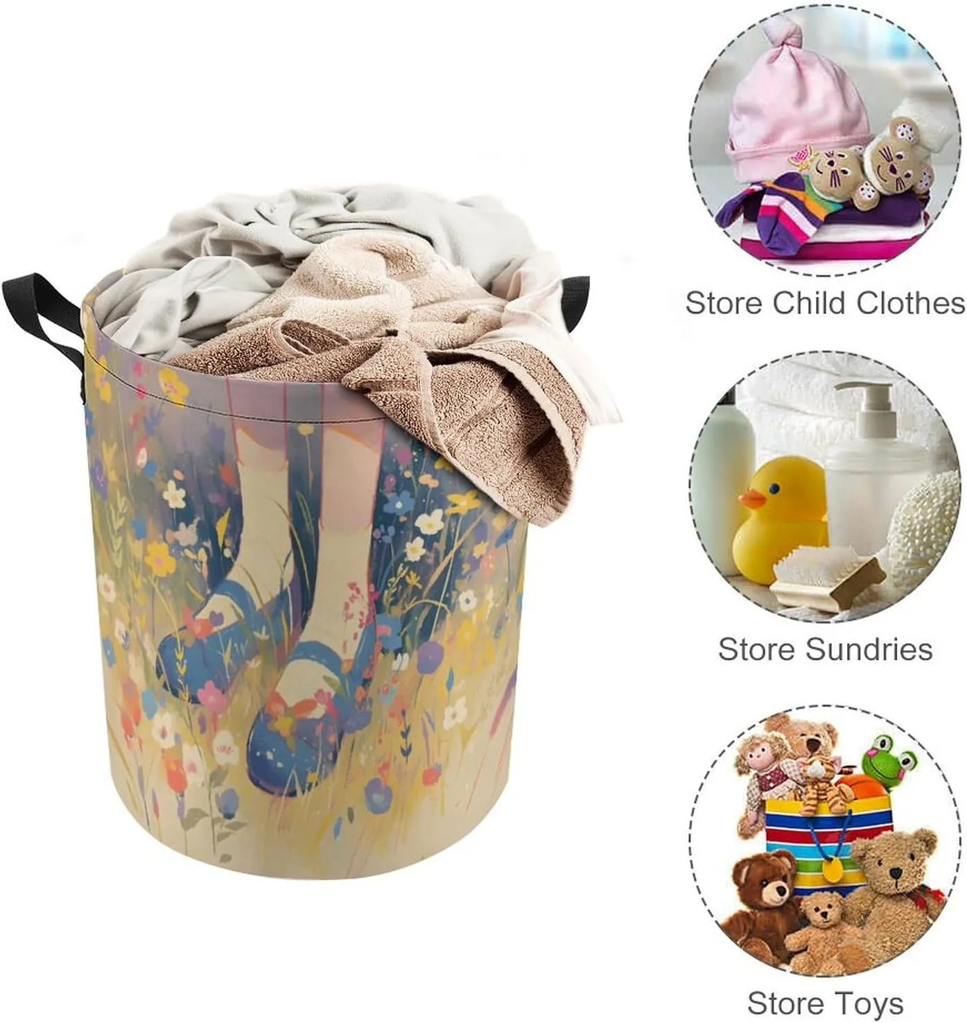 Laundry Hampers, Large Drawstring Laundry Bag, Removable Laundry Bags, Collapsible Storage Bin with Handles for Home Organization, Kids Room, Nursery Paint