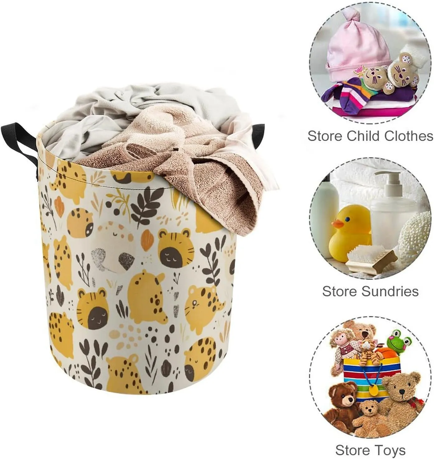 Laundry Hampers, Large Drawstring Laundry Bag, Removable Laundry Bags, Collapsible Storage Bin with Handles for Home Organization, Kids Room, Nursery Vertebrate