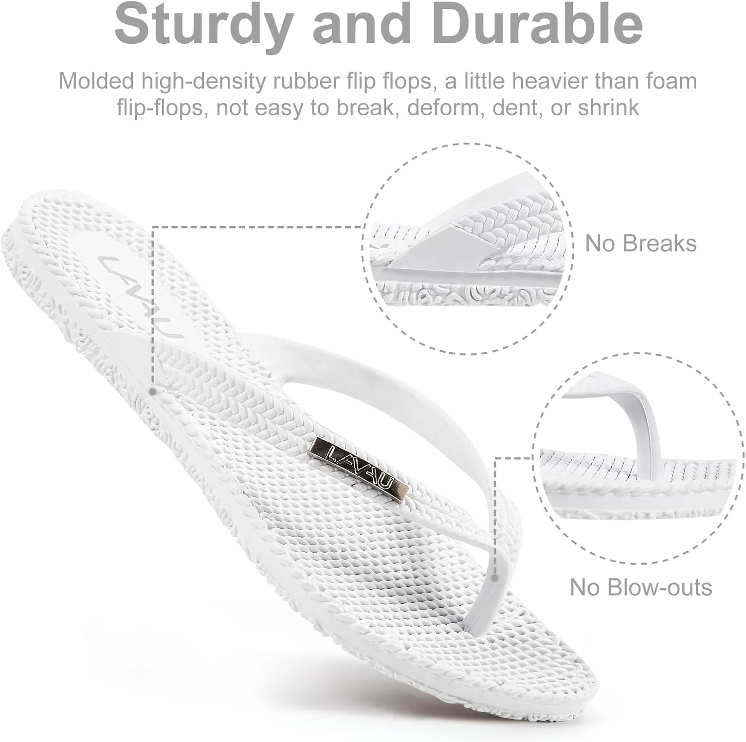 LAVAU Beach Flip Flops for Women, Water Sandals for Shower and Pool, Waterproof, Non-slip and 100% Recyclable