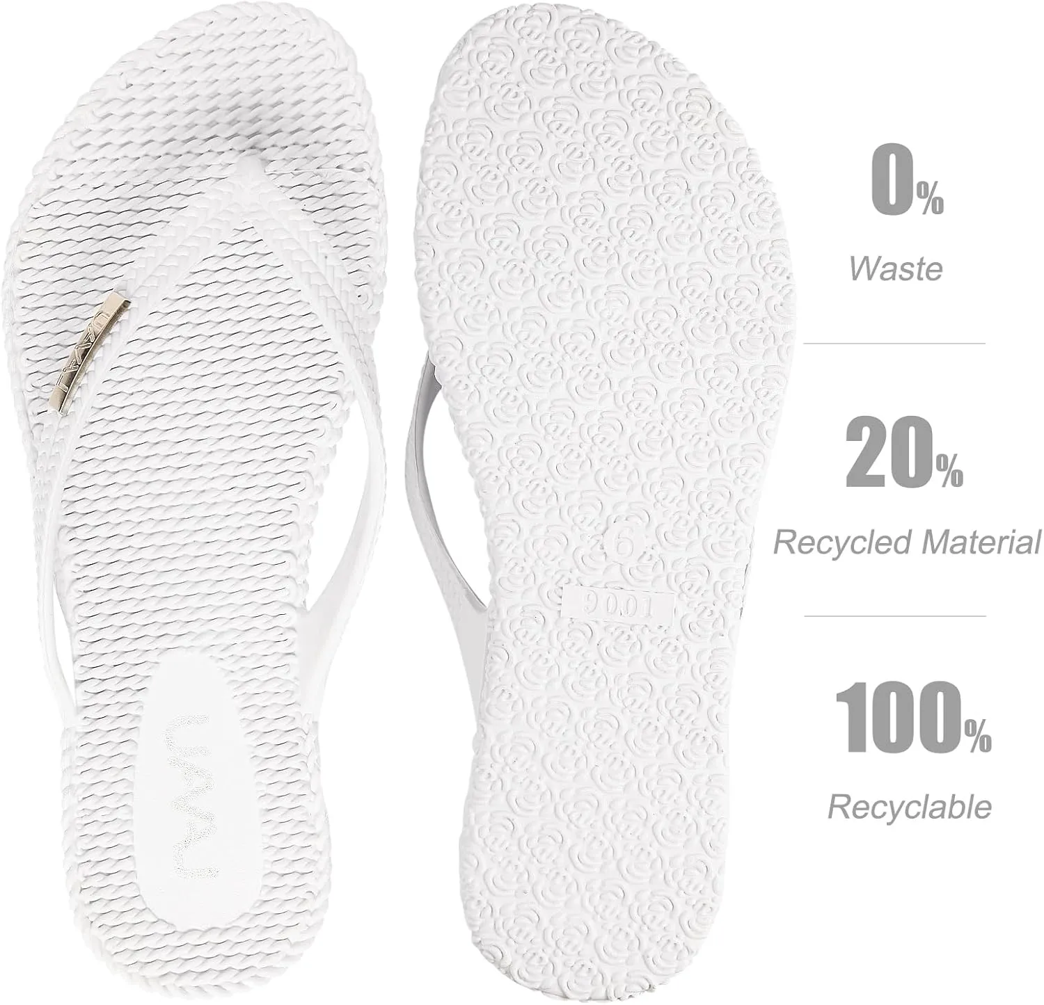 LAVAU Beach Flip Flops for Women, Water Sandals for Shower and Pool, Waterproof, Non-slip and 100% Recyclable