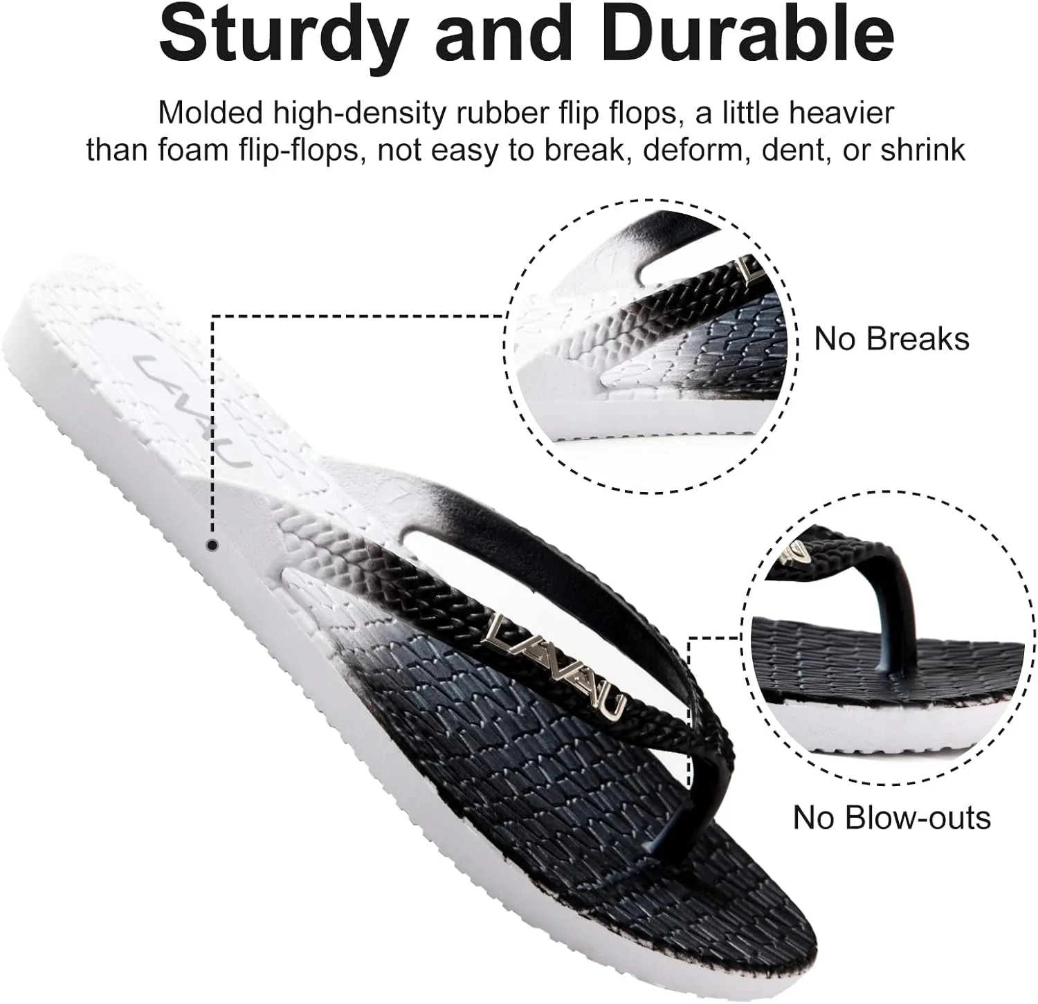 LAVAU Women Waterproof Flip Flops, Shower & Water No-Slip Sandals for Pool and Beach