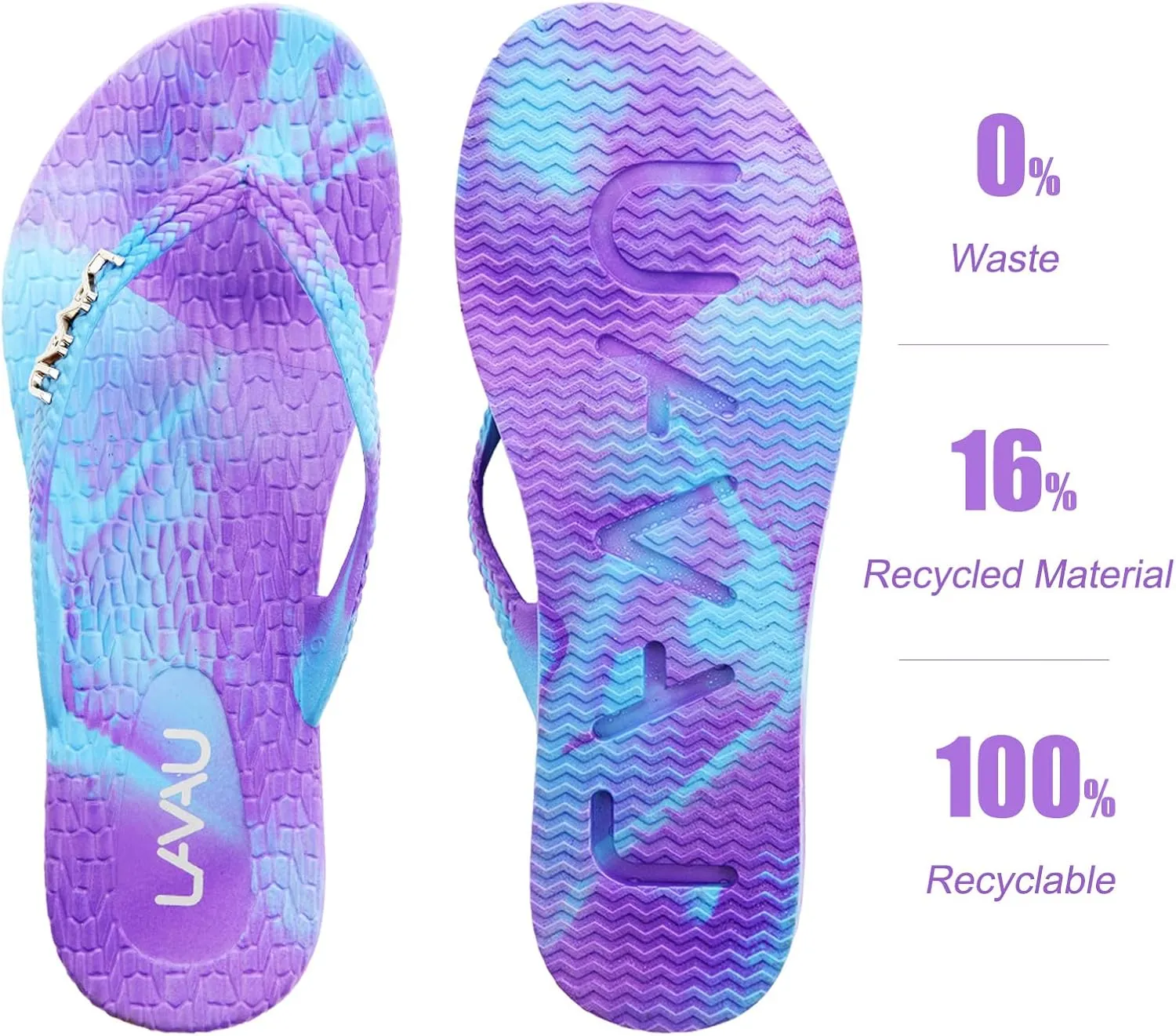 LAVAU Women Waterproof Flip Flops, Shower & Water No-Slip Sandals for Pool and Beach