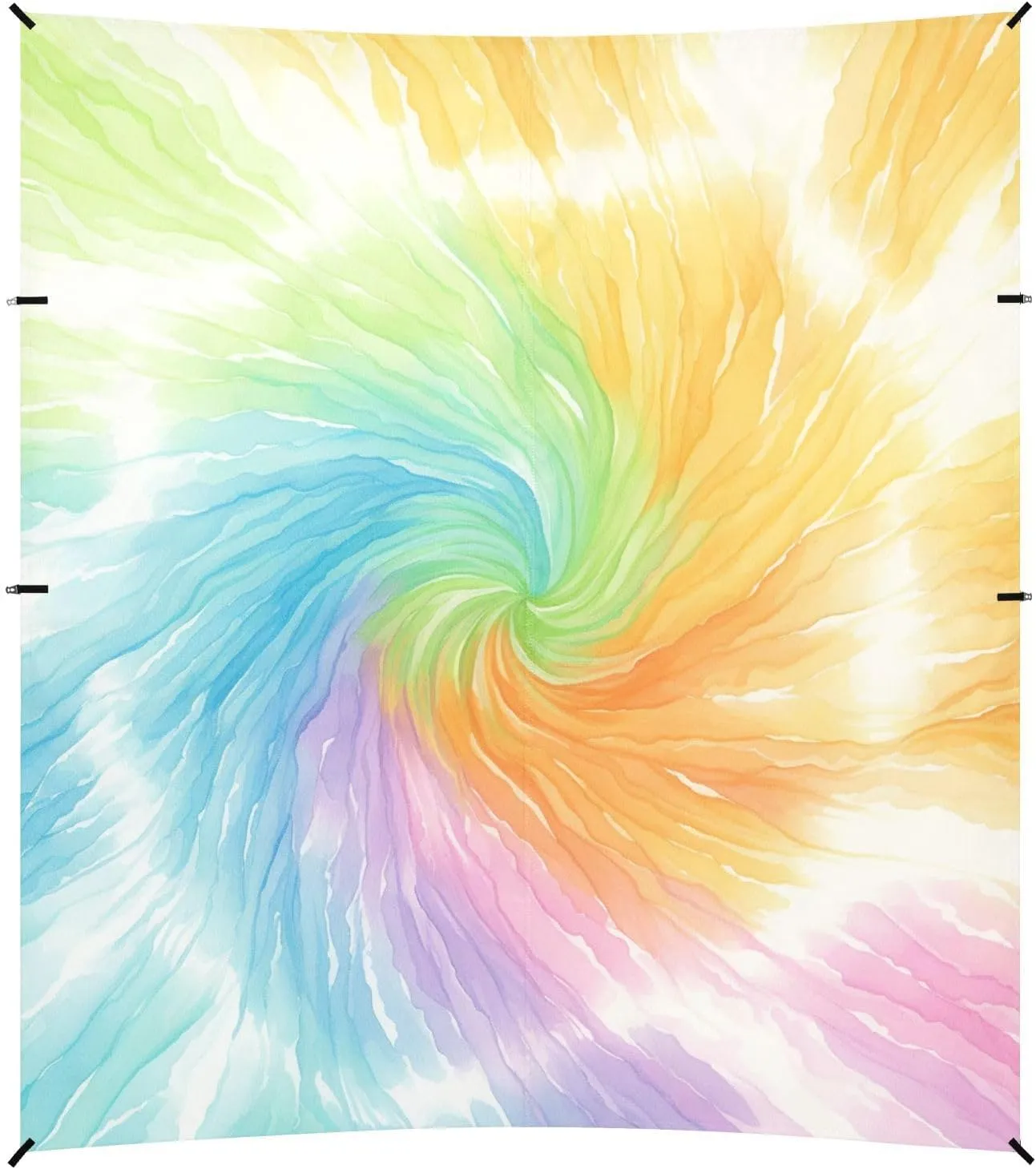 LightGreen Tie Dye Background Rainbow Colors Foldable Beach Canopy UPF50  Protection Easy Setup Sun Shelter with Sand Shovel for Backyard, Grassland, Park