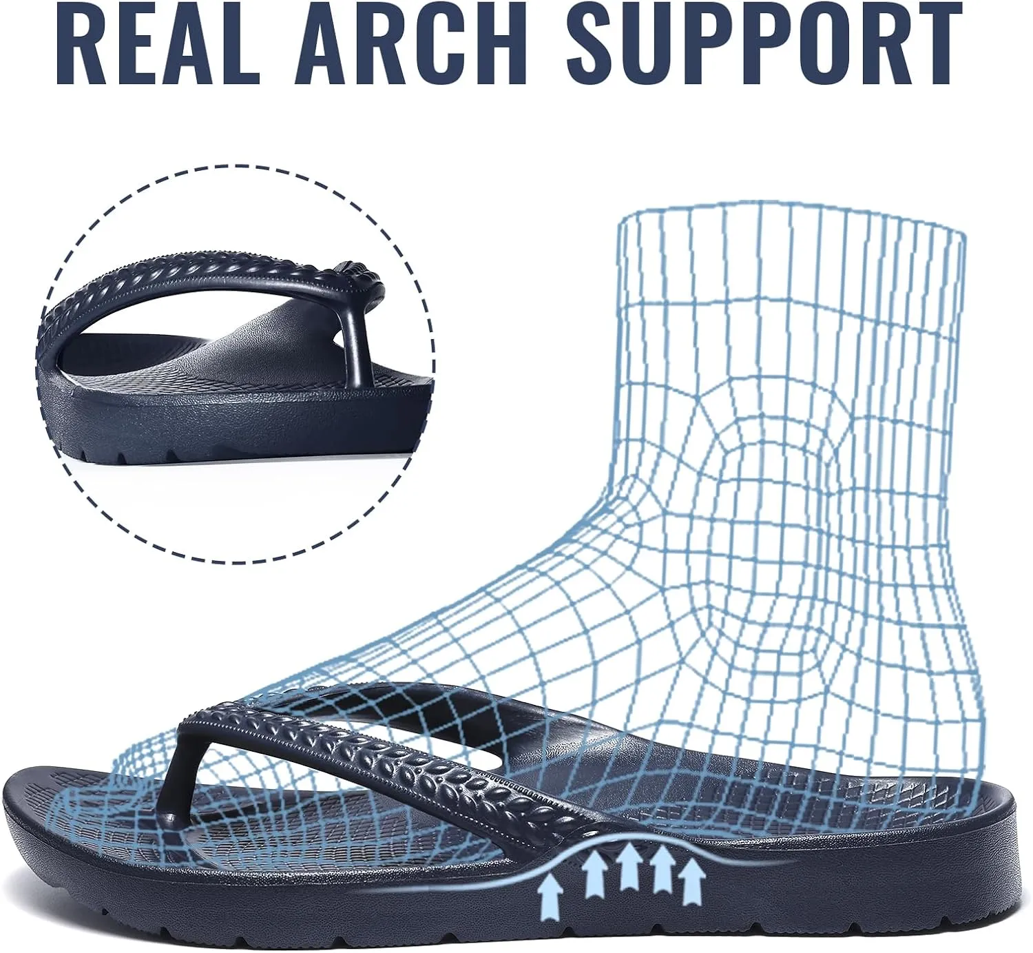 Litfun Women's Arch Support Flip Flops for Plantar Fasciitis Orthopedic Thong Sandals Comfortable Summer Beach Pool Slides