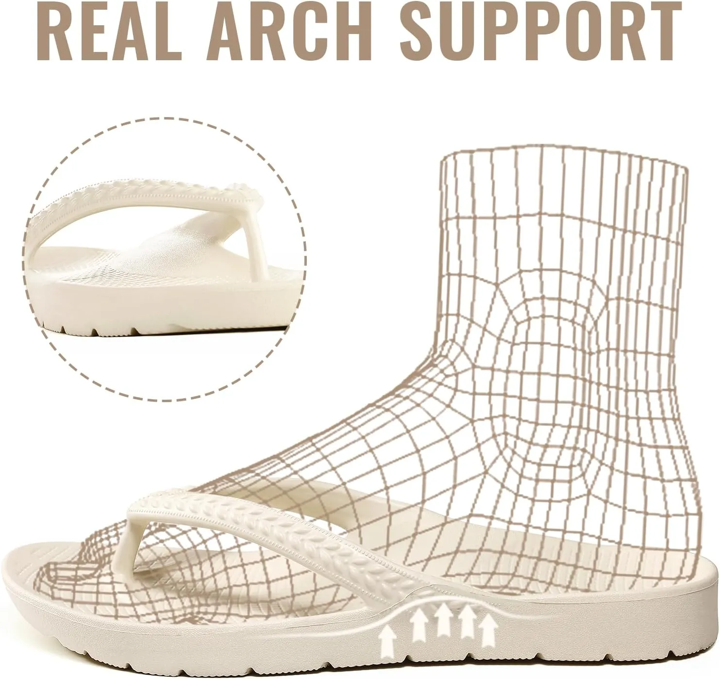 Litfun Women's Arch Support Flip Flops for Plantar Fasciitis Orthopedic Thong Sandals Comfortable Summer Beach Pool Slides