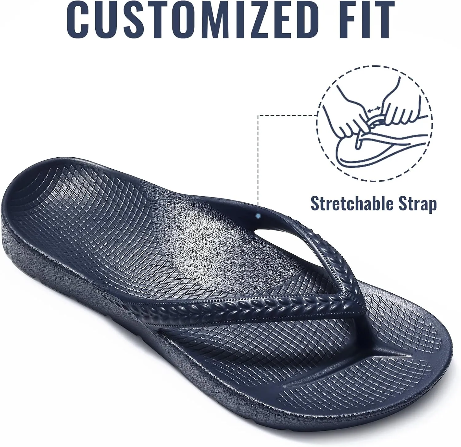 Litfun Women's Arch Support Flip Flops for Plantar Fasciitis Orthopedic Thong Sandals Comfortable Summer Beach Pool Slides
