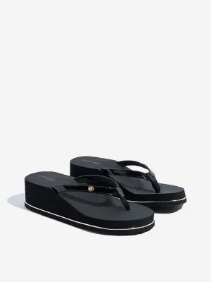 LUNA BLU Black Wedge Flip-Flop
