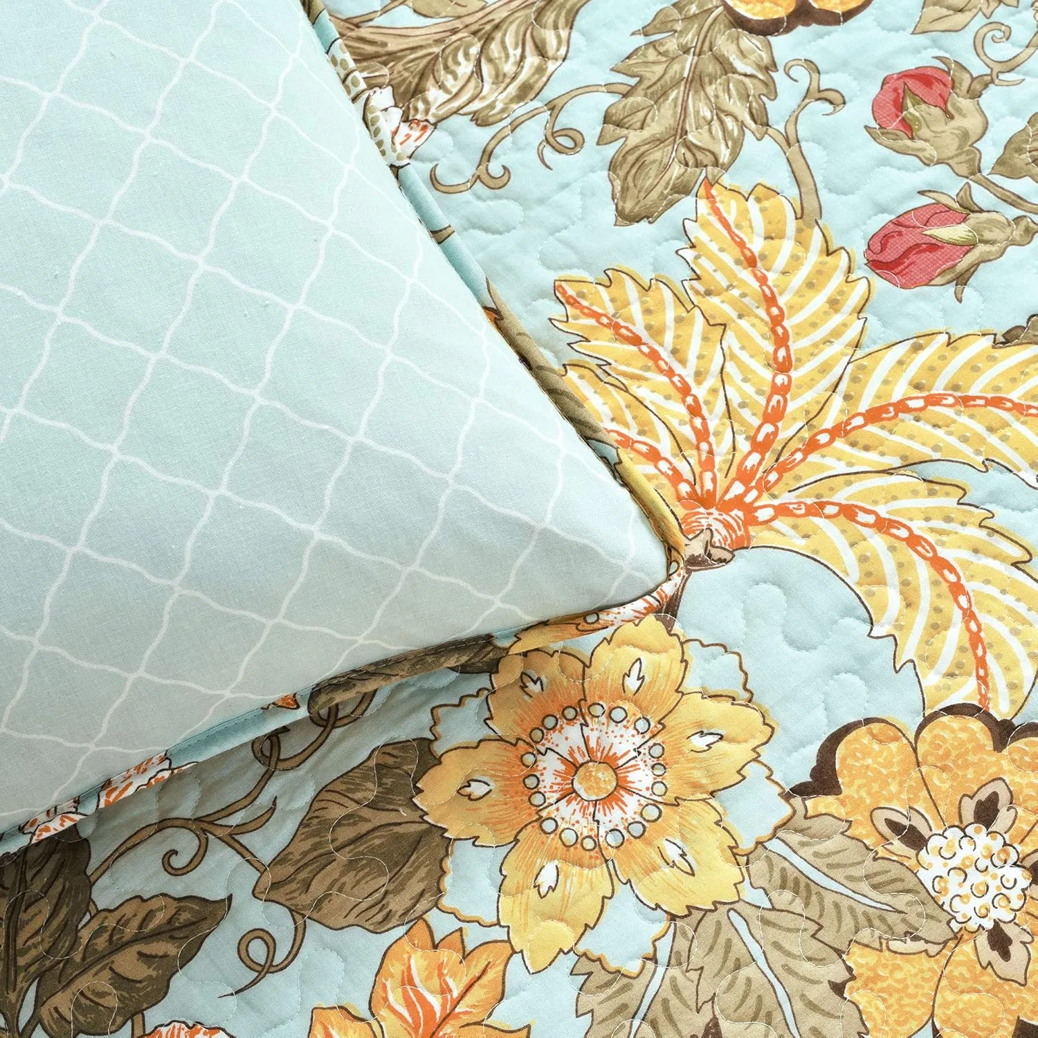 Lush Decor Blue and Green Sydney 3-Piece Quilt Set, Luxury Bedding (King)