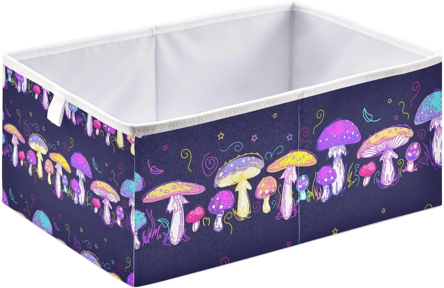 Magic-mushrooms Texture Foldable Fabric Cloth Strong Sturdy Storage Cube Basket Bins Organizer with Handles, For Home Shelf Closet And Toys Storage 11x11x11in